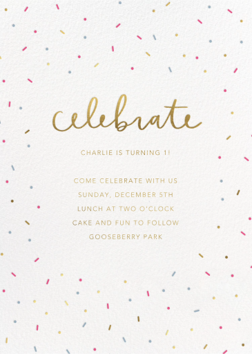 Mixed Confetti - First Birthday Invitation by Sugar Paper