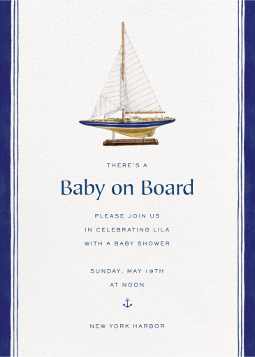 Miniature Boat Figurine (Sarah Robins Powell) - Baby Shower Invitation by Dogwood Hill