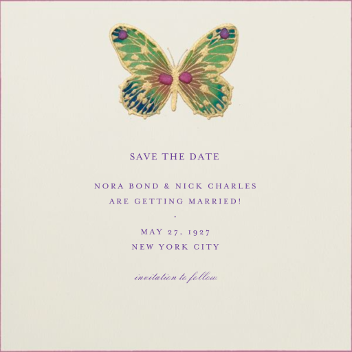 Hand Painted Butterfly - Save the Date by Bernard Maisner