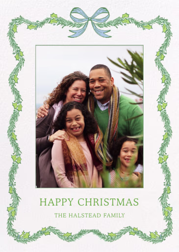 Holly and Ribbon Photo (Holly Hollon) - Christmas Card by Dogwood Hill