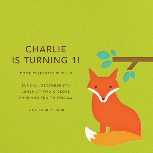 Modern Fox - First Birthday Invitation by Petit Collage