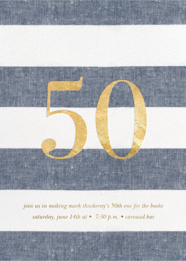 Chambray Stripe - 50th Birthday Invitation by Sugar Paper
