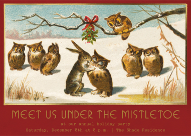 Vintage Owl & Rabbit Invitation