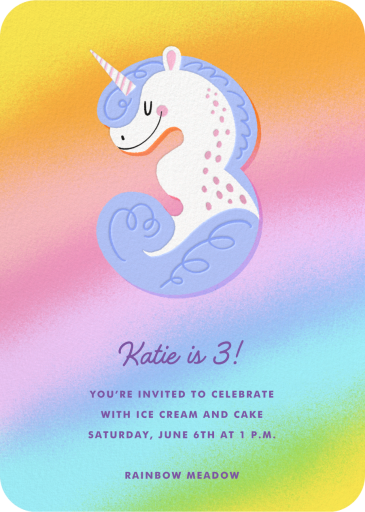 Unicorn Numeral - Birthday Invitation by Hello!Lucky