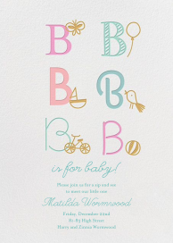 B is for Baby - little cube - Baby Shower Invitation by Little Cube