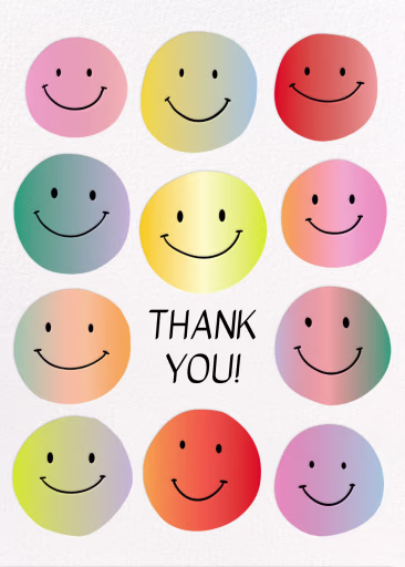 Gradient Smiles - Thank You Card by Hartland Cards