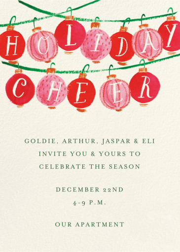 Cheery Ornaments - Holiday Party Invitation by Mr. Boddington's Studio