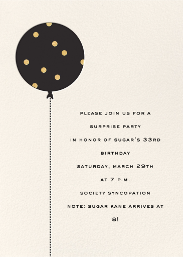 Balloon Birthday (Photo) - Birthday Invitation by kate spade new york - Back