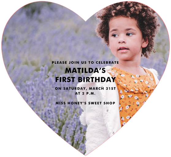 Full Heart Photo (Single-Sided) - First Birthday Invitation by Paperless Post