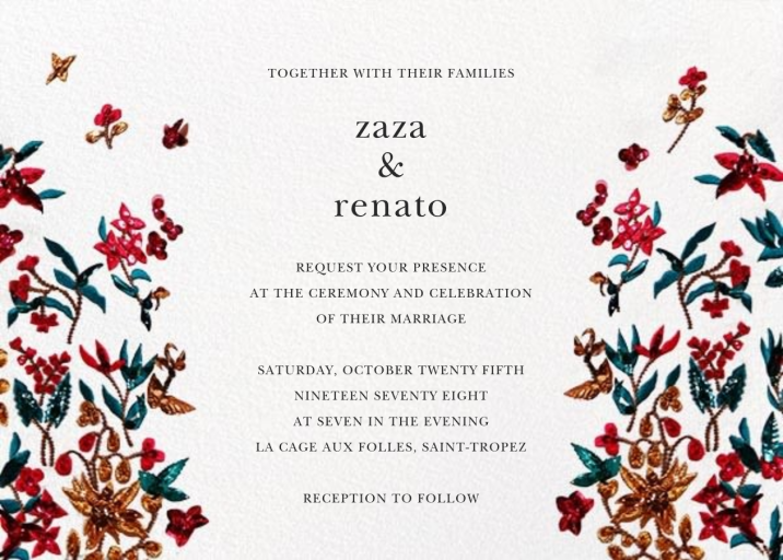 Embossed Floral - Wine Tasting Invitation by Oscar de la Renta