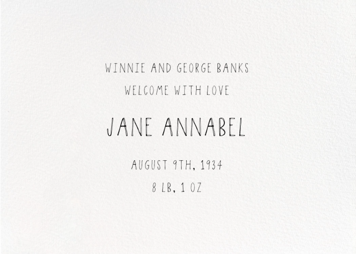 Double Hand Drawn Bordered - Baby Announcement by Linda and Harriett - Back