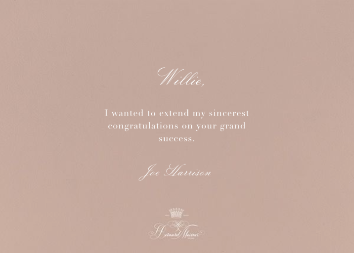 Congratulations Flourish - Work Anniversary Card by Bernard Maisner - Back