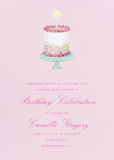 Funfetti Cake Pink (Lucy Young) - Birthday Invitation by Dogwood Hill