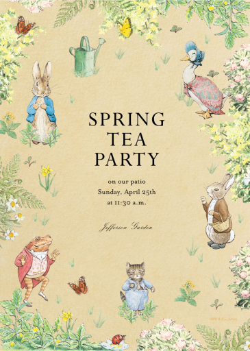 Peter and Pals - Tea Party Invitation by Peter Rabbit
