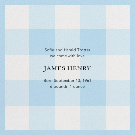 Buffalo Check - Birth Announcement by Oscar de la Renta