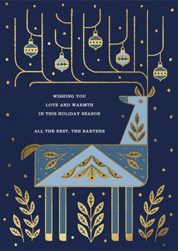 Folk Reindeer - Greeting Card by Paperless Post