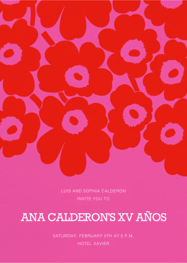 Unikko (Tall) - Quinceañera Invitation by Marimekko