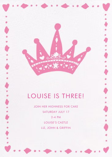 Cutout Crown - Birthday Invitation by Linda and Harriett