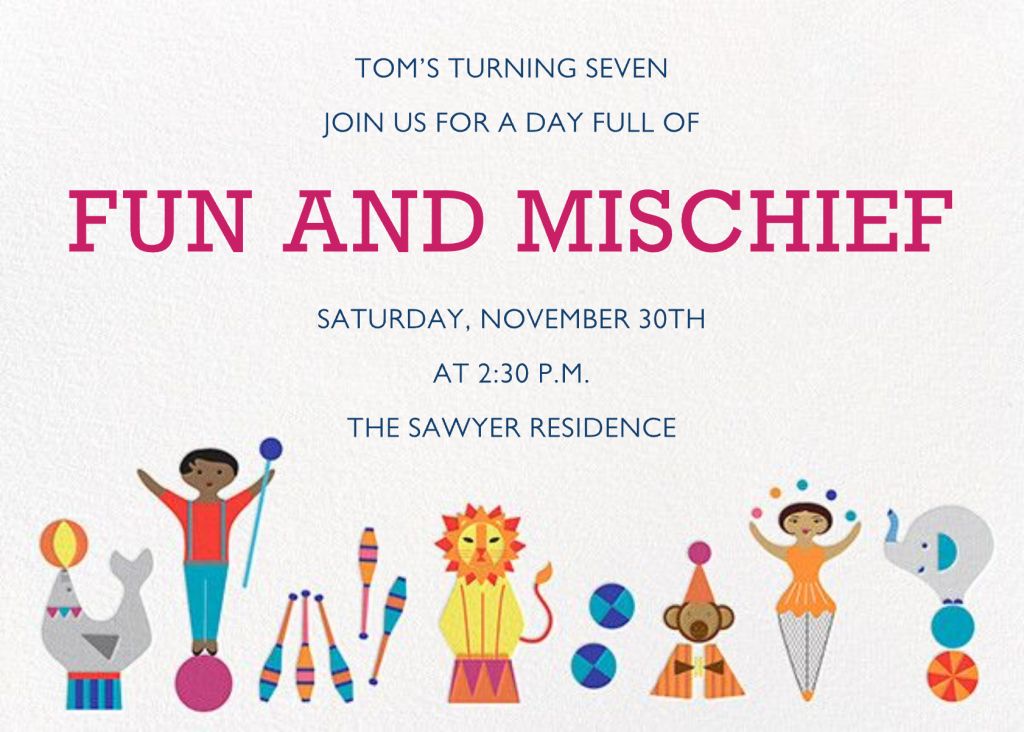 Circus Games Invitation