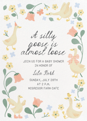 Floral Goose Baby Shower Invitation