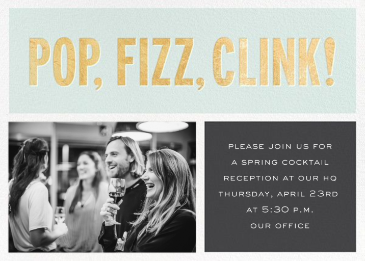 Pop Fizz Clink! (Horizontal Photo) - Cocktail Party Invitation by kate spade new york