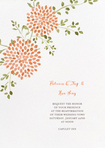 Watercolor Dahlias - Wedding Invitation by Paperless Post