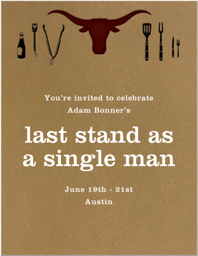 Longhorn Barbeque - Bachelor Party Invitation by Paperless Post
