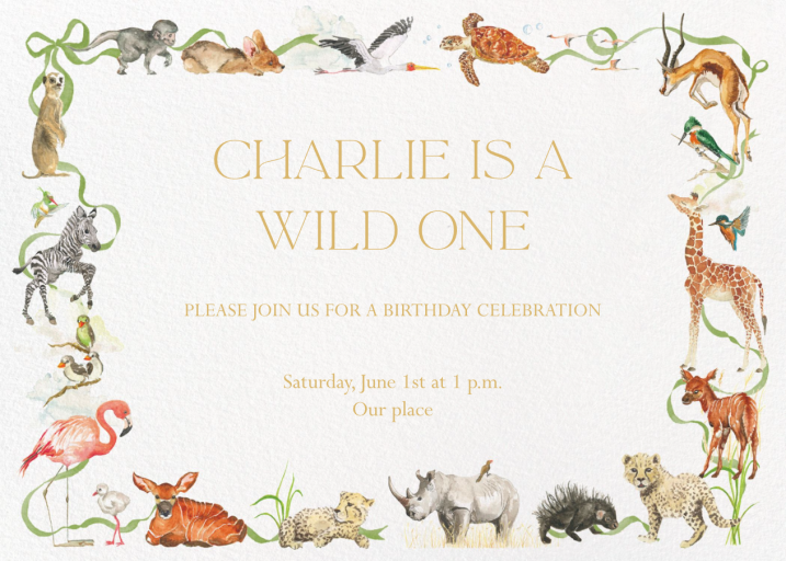 Safari Animals Border - Invitation by Clementina Sketchbook