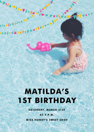 Streamer Shapes (Photo) - First Birthday Invitation by Paperless Post