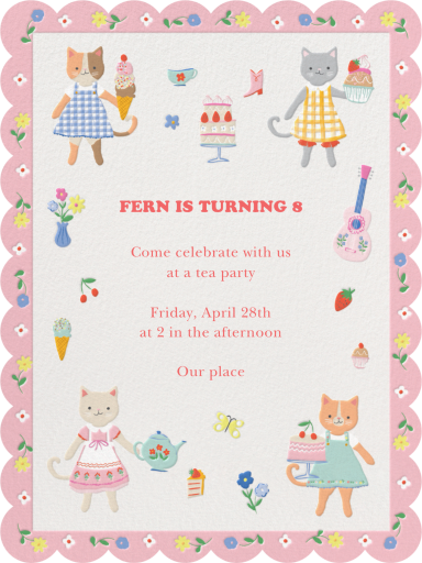 Tea Party Kittens - Birthday Invitation by Meri Meri