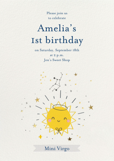 Star Sign - Birthday Invitation by Little Cube