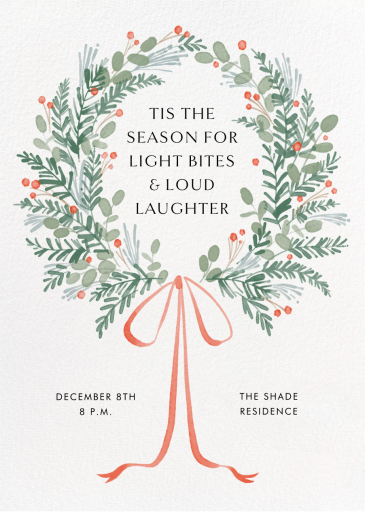 Watercolor Holly Wreath - Holiday Card by Paperless Post