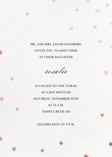Nightly (Tall) - Bar & Bat Mitzvah Invitation by Paperless Post
