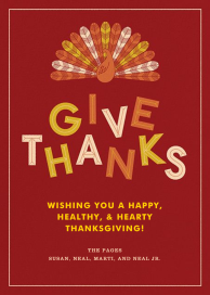 Turkey Feathers - Business Thanksgiving Card by Crate & Barrel