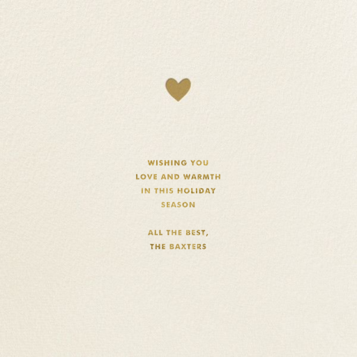 Gold Heart - Holiday Card by The Indigo Bunting - Back