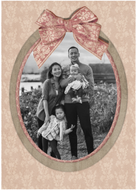 Photo Damask Bow Frame Card