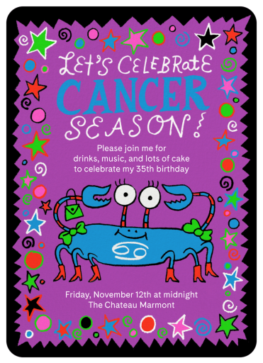 Zodiac Doodles - Invitación de cumpleaños por Gentle Thrills