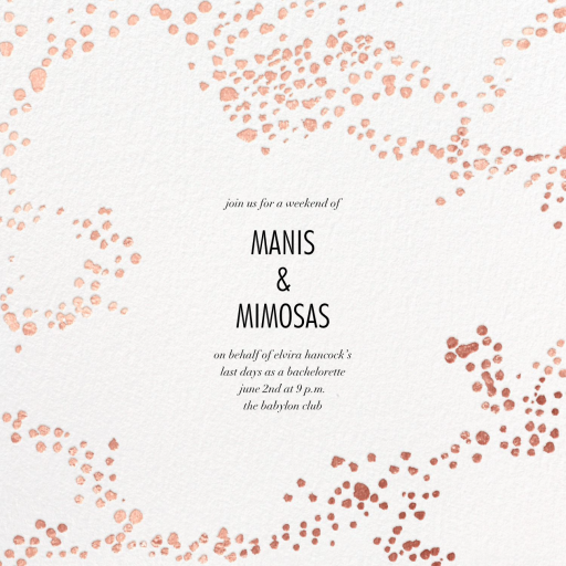 Metallic Paint Splatter - Bachelorette Party Invitation by Kelly Wearstler