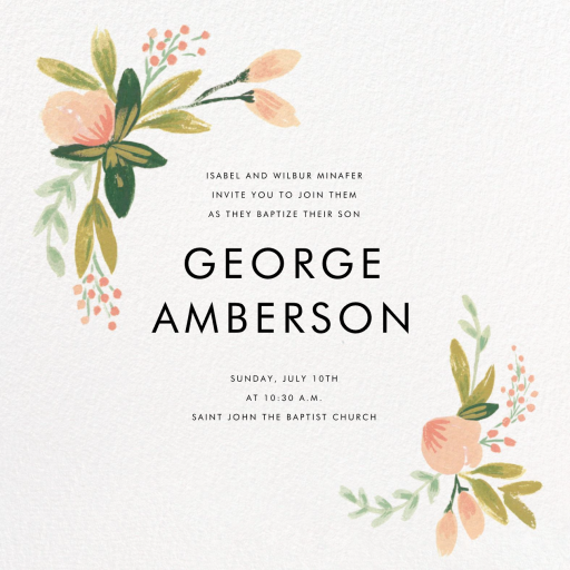 Peach Posies - Baptism & Christening Invitation by Rifle Paper Co.