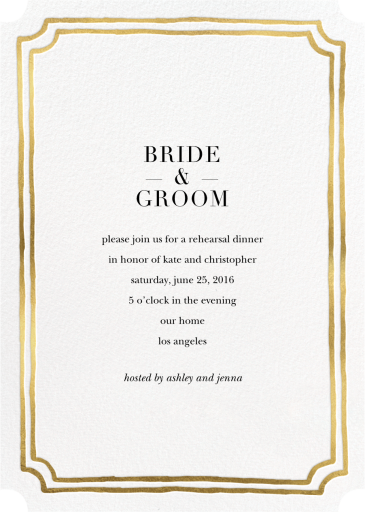 Double Border Indented Corners - Rehearsal Dinner Invitation by Sugar Paper