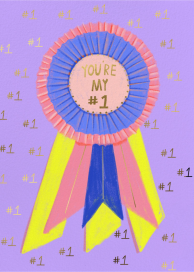 Number One Ribbon - Love and Romance Card by Carolyn Suzuki Studio