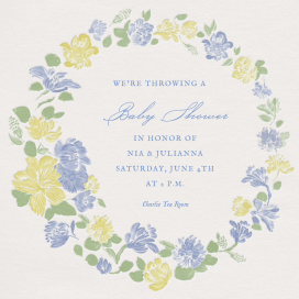 Spring Floral Wreath - Baby Shower Invitation by Emilia Wickstead