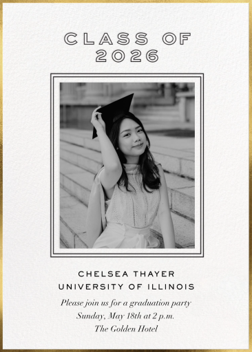 Oro monocromático - Invitación para la fiesta de graduación de Cheree Berry Paper & Design