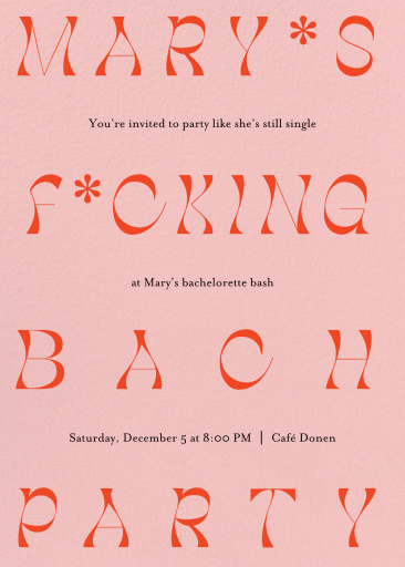 Asterisk - Bachelorette Party Invitation by Goods Gang