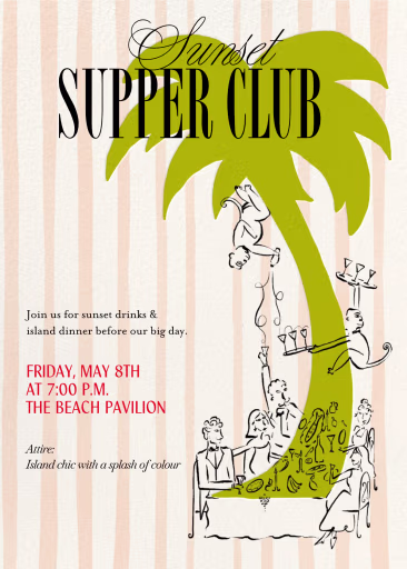 Sunset Supper Club - Summer Party Invitation by Tamborine Press