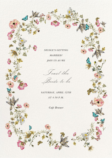 Blue Butterflies - Bridal Shower Invitation by  Monique Lhuillier