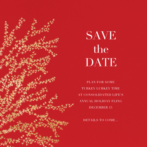 Forsythia Branch - Holiday Save the Date by Paperless Post