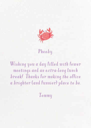 Crustacean Sensation - Birthday Card by Hello!Lucky - Back