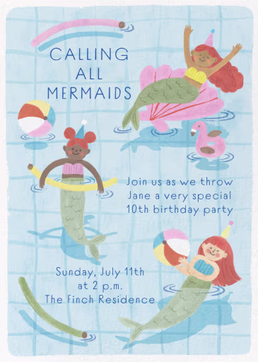 Mermaid Lessons - Birthday Invitation by Paperless Post
