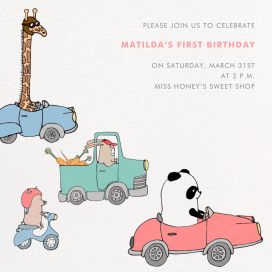 Automotive Animals - First Birthday Invitation by Paperless Post